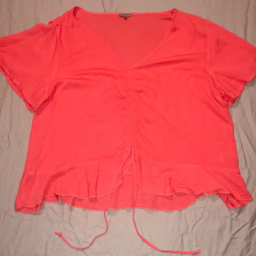 Coral Tie string blouse